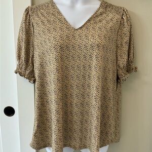 Adrianna Papell Beige and Black Patterned Blouse